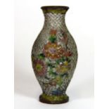 An Oriental translucent plique a jour enamelled copper wire vase, H. 14cm.