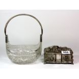 A 1940's Italian metal casket and a glass bowl.