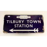 Railway interest. An early enamelled British Railways sign for Tilbury Town station, 70 x 34cm.