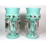 A pair of 19th century opaline glass lustres, H. 28cnm.