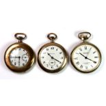 Three vintage pocket watches (two gold plated).