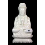 A Chinese carved white marble figure of the Goddess Guanyin, H. 27cm.