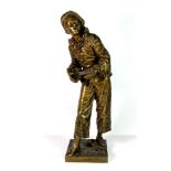 A superb original signed bronze of a clown musician c. 1890, by Eutrop Bouret (1833 - 1906), H.