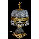 A gilt and glass tablelamp, H. 40cm.