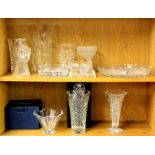 Waterford crystal bowl, Webb crystal vase and other glassware