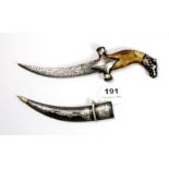 An Eastern dagger with panther head hilt, H. 27cm.