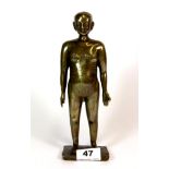 A Chinese cast bronze figure indicating acupuncture meridians, H. 24cm.