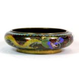 A mid 20th century Chinese cloisonné on bronze dragon bowl, Dia. 21cm.
