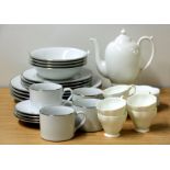 Quantity of Royal Worcester Classic Platinum tea and dinner china and a white china coffee set