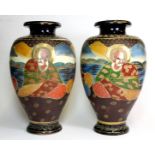 A pair of 19th century Japanese Satsuma vases, H. 36cm.