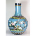 A superb large Chinese hand painted porcelain vase, H. 54cm.