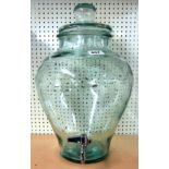 A large glass spirit jar with chromed tap, H. 44cm.