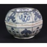 A Chinese Ming Dynasty Wanli period porcelain box and cover of Kraak design made for the Dutch