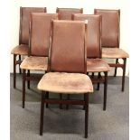 A set of six 1970's leather upholstered Danish Farstrup rosewood dining chairs.