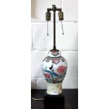 A 19th century Chinese porcelain vase and lid mounted as a lamp base c. 1920's, H. 67cm.