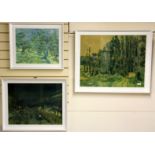 Three 1970's framed prints, 86 x 71cm largest.