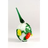 A fine Chinese Peking cameo glass snuff bottle in the shape of a melon, H. 8cm.