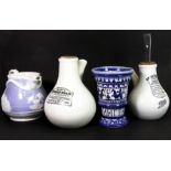 Two Victorian patent inhalers, a continental medicine jug and a further relief decorated jug.