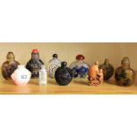 A collection of ten mixed snuff bottles.