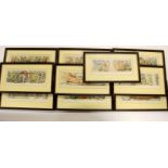 A set of ten framed historical lithographs, 55 x 31cm.