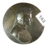 A cast metal portrait of Dante, Dia. 12.5cm.