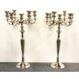 A pair of large silver plated seven branch candelabra, H. 75cm.