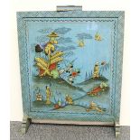 A 1920's chinoiserie decorated wooden fire screen, 49 x 63cm.