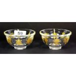A pair of lovely Tibetan engraved and gilt crystal glass water offering bowls decorated with the
