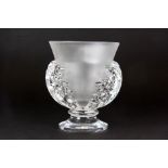 A Lalique frosted and clear glass St Cloud vase; the sides moulded with acanthus leaves; bearing