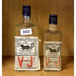 Two vintage bottles of Vaughan-Jones standard dry gin.