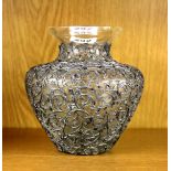 A crystal and white metal overlaid vase, H. 15cm.