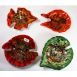 Four dramatic Murano glass bowls, approx. W. 23cm.