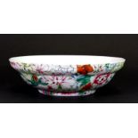 A fine quality Chinese hand enamelled porcelain bowl decorated with the "thousand flowers