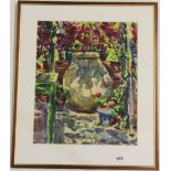 An interesting framed garden still life watercolour signed Forbes 60, 52 x 61cm.