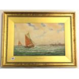 George Stanfield Walters R.B.A, (1837 - 1924) gilt framed watercolour "Leigh Boats Off Southend