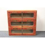 A 1920's pine Peter Pan Bodices advertising and shop display cabinet, 60 x 27 x 56cm.