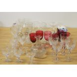 A quantity of good glassware, cranberry glass and other items.