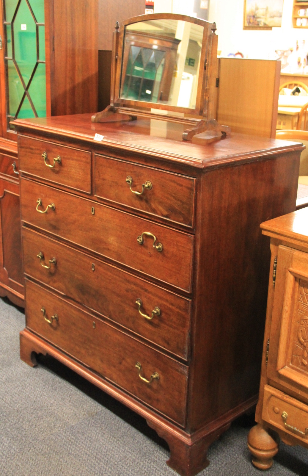 A 19th century mahogany five drawer chest, W. 100 x 49 x 102cm, together with a small mahogany