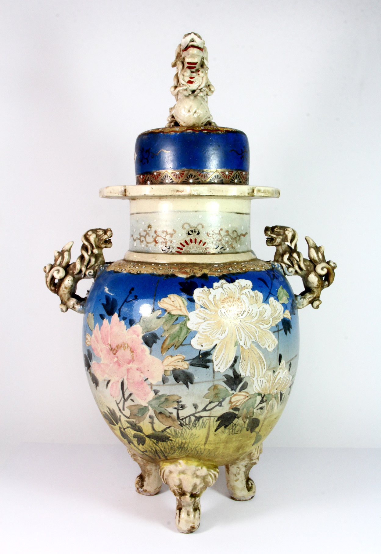 A large 19th century Japanese Satsuma pottery jar and cover, H. 55cm.