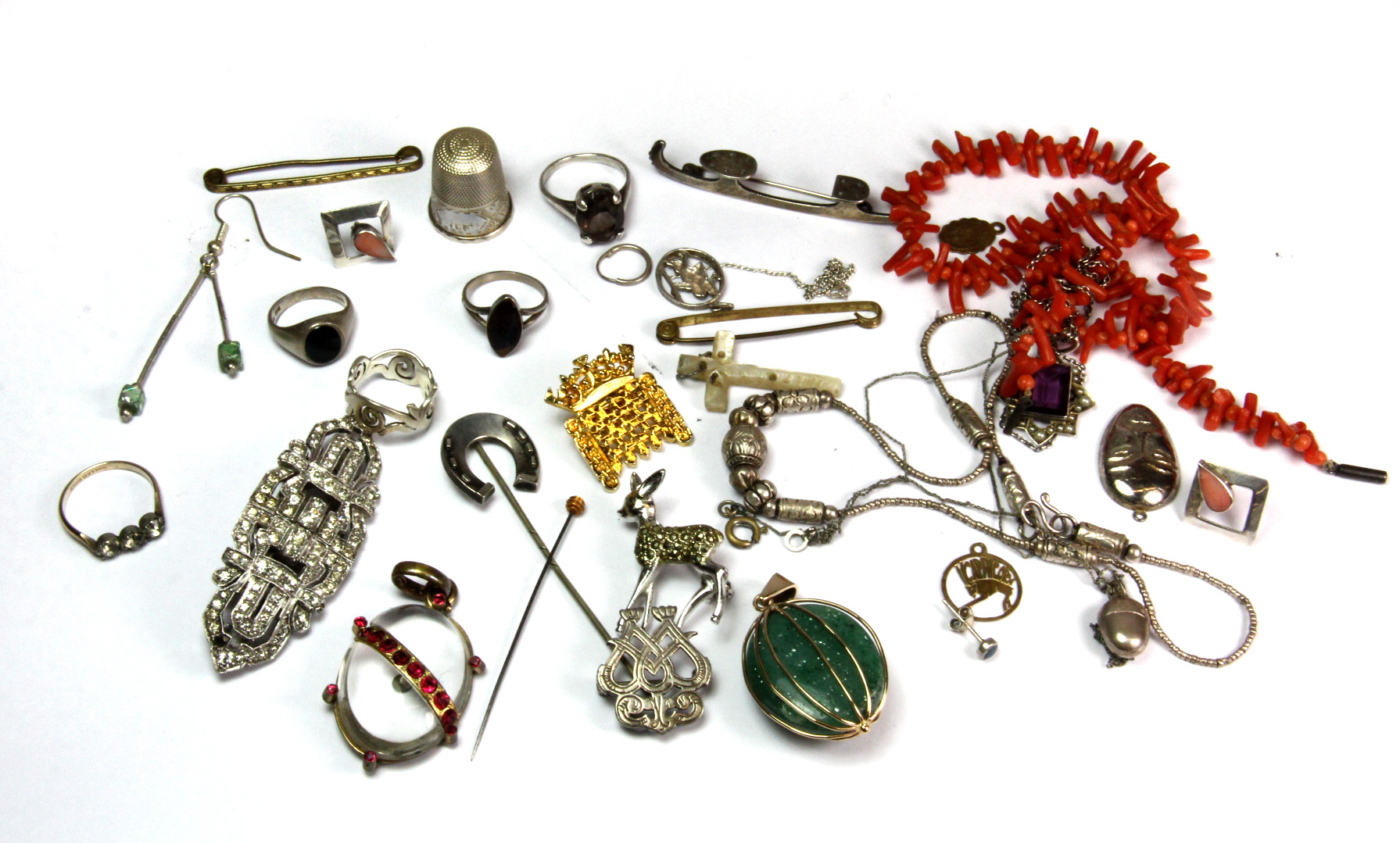 A quantity of mixed silver and other interesting silver and jewellery items.