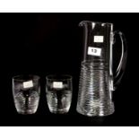 A Waterford Crystal Martini jug and a pair of Waterford Crystal tumblers both Jasper Conran Strata