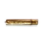 A 9ct yellow gold pencil case pendant initialled A. J-R., (approx. 2.6gr).