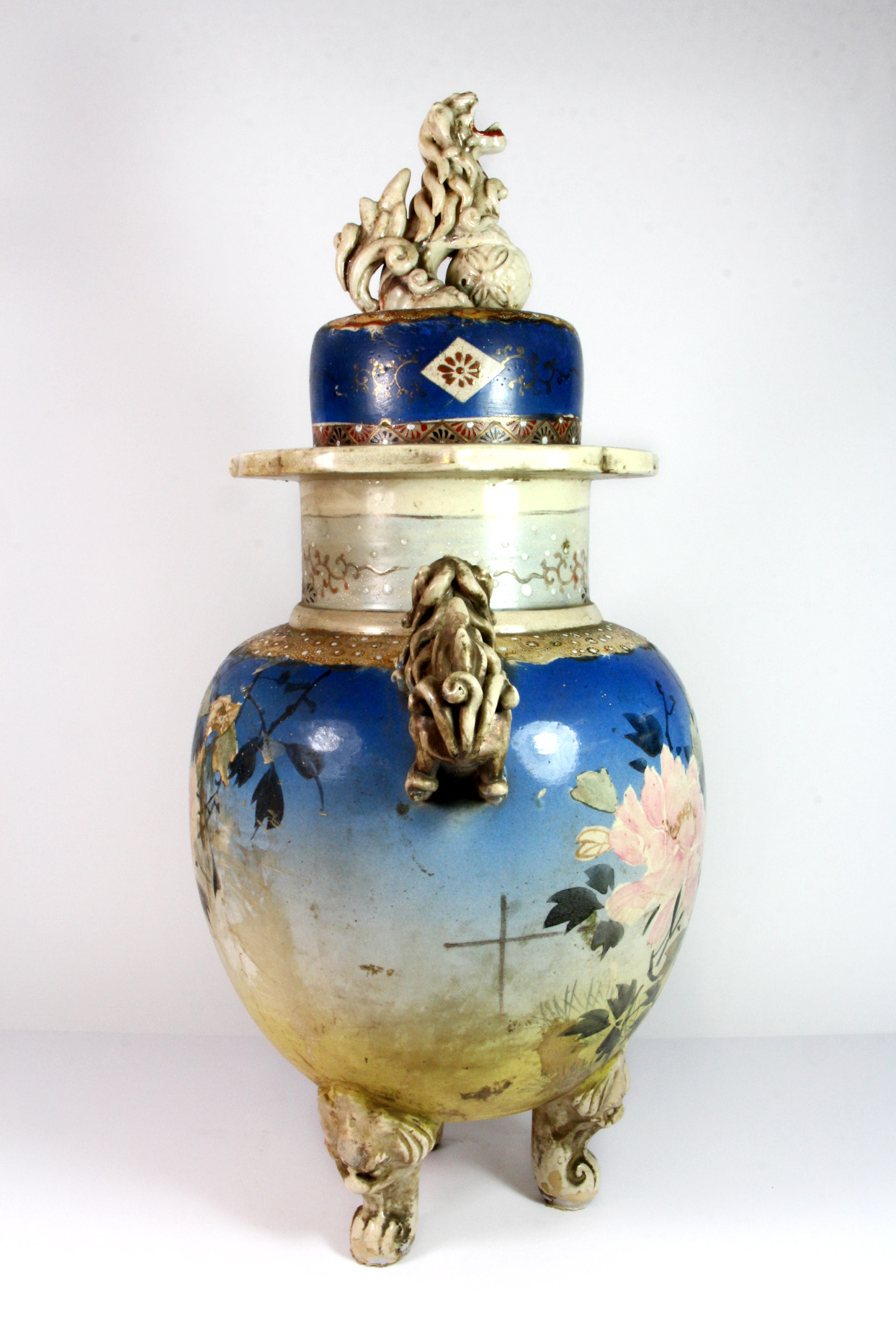 A large 19th century Japanese Satsuma pottery jar and cover, H. 55cm. - Image 4 of 8