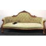 A 19th century mahogany framed button back settee.