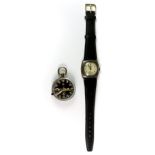 A vintage gentleman's Swiss made wristwatch and a pocket compass.