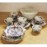 A small quantity of Booths "Pompadour" tea china, together with a Grimwades patent pudding bowl.