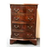 A small mahogany three drawer chest, W. 49cm, H. 75cm.