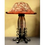 A magnificent Daum Art Deco cameo glass table lamp c. 1925, the shade engrave Daum Nancy with