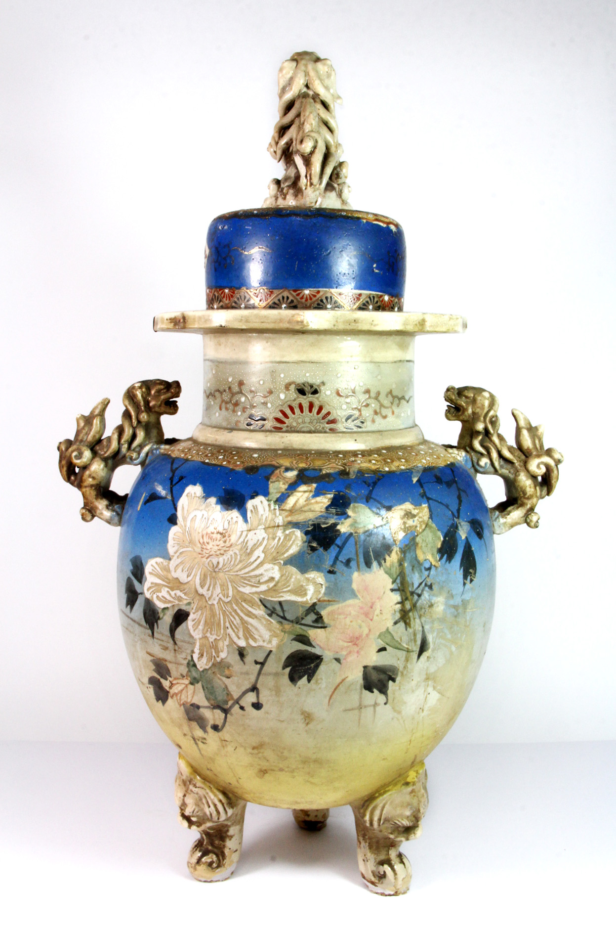 A large 19th century Japanese Satsuma pottery jar and cover, H. 55cm. - Image 5 of 8