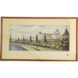 A. Chesevny (20th century), Russian, Moscow and the Kremlin, watercolour on paper, signed and